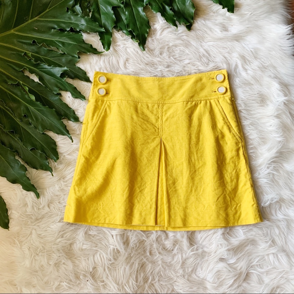 J. Crew Yellow Linen Button Skirt